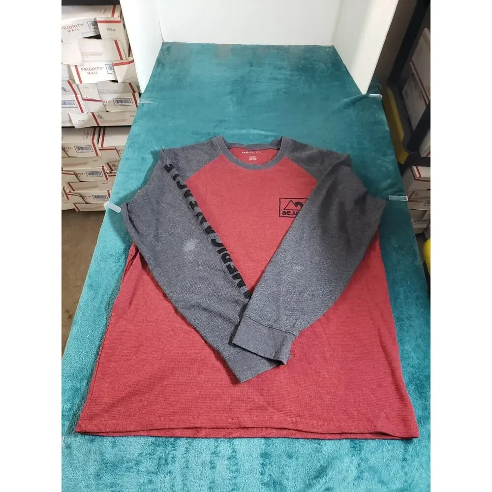American Eagle Shirt Size 2XL XXL Mens Red Long Sleeve Thermal Winter Logo